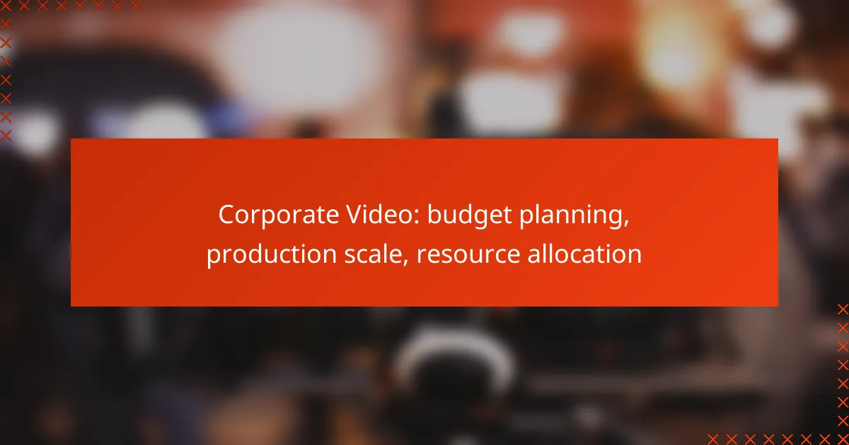 Corporate Video: budget planning, production scale, resource allocation