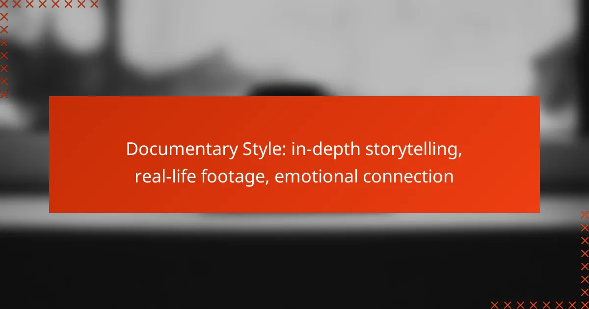 Documentary Style: in-depth storytelling, real-life footage, emotional connection