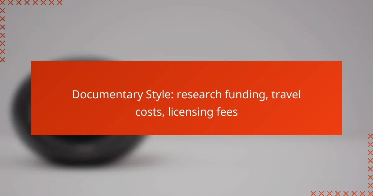 Documentary Style: research funding, travel costs, licensing fees