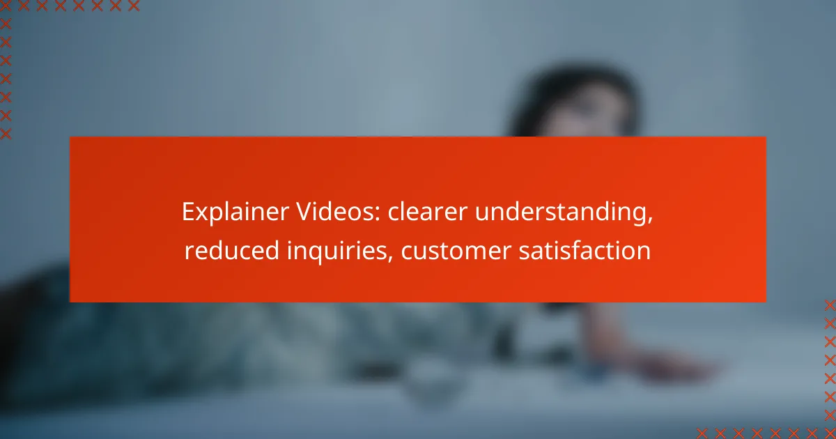 Explainer Videos: clearer understanding, reduced inquiries, customer satisfaction