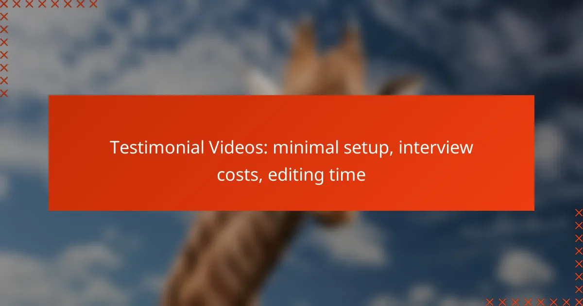 Testimonial Videos: minimal setup, interview costs, editing time