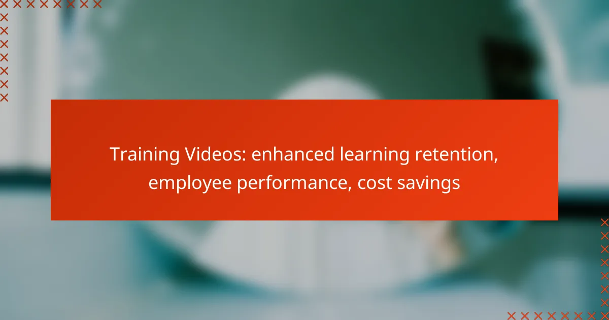 Training Videos: enhanced learning retention, employee performance, cost savings