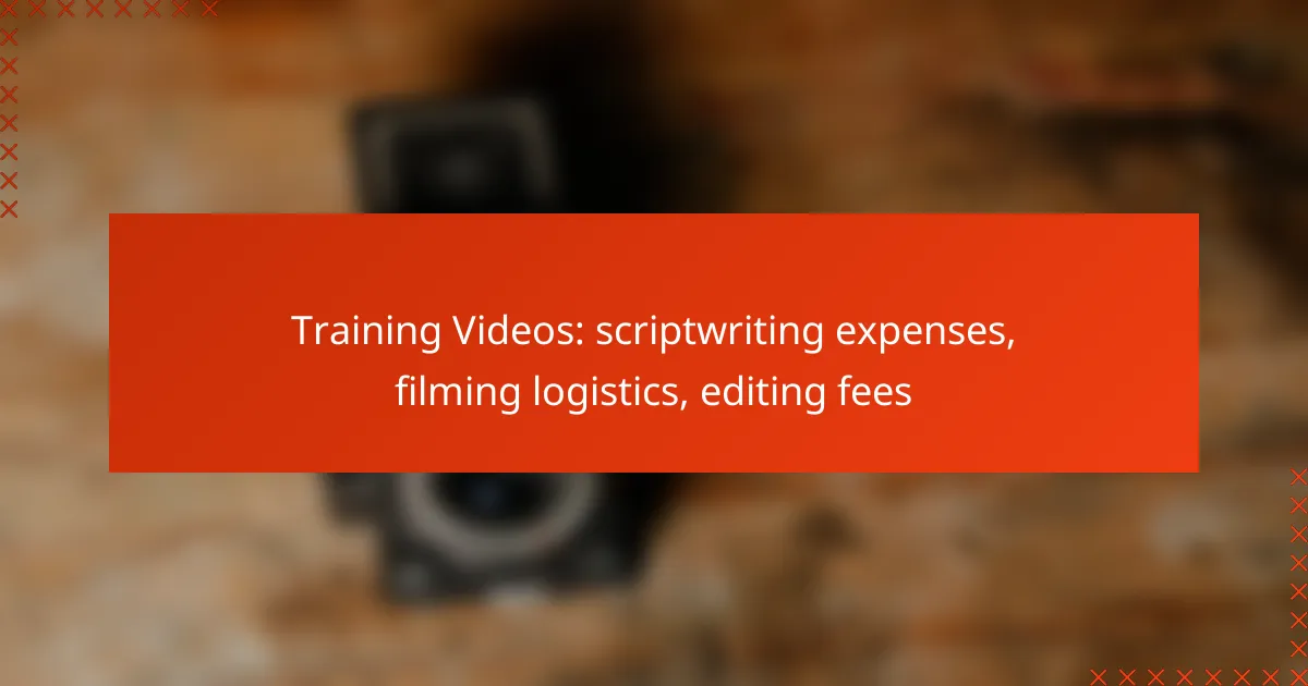 Training Videos: scriptwriting expenses, filming logistics, editing fees