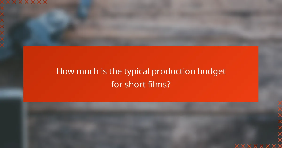 How much is the typical production budget for short films?