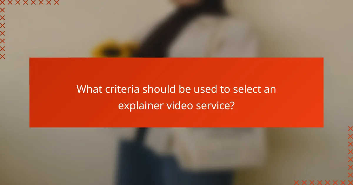 What criteria should be used to select an explainer video service?